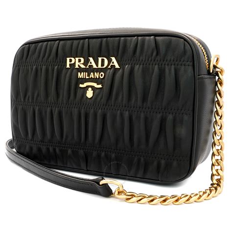 black crossbody bag prada|Prada bandoliera leather crossbody bag.